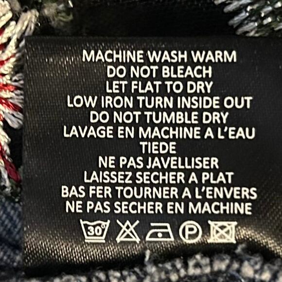 Miss Nikky Unique Mesh Sheer Floral Embroidered Distressed Denim Jacket, Size S - Picture 6 of 7